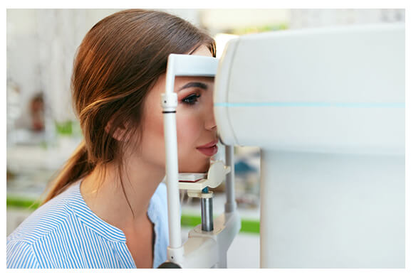 Patient on eye exam